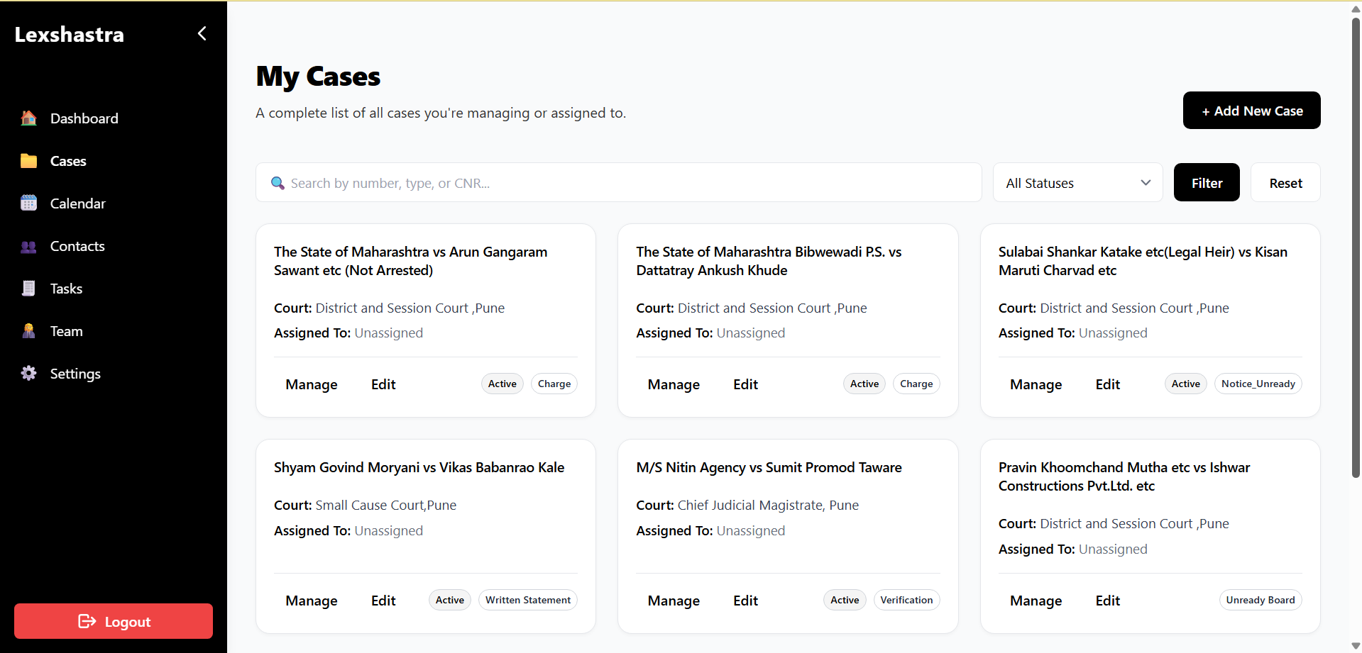 Lexshastra Dashboard